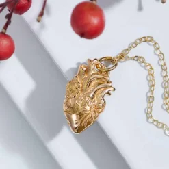 Gold filled halsketting met bronzen anatomisch hart