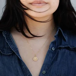 Gold filled halsketting met bronzen zonnebloem