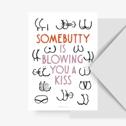 Wenskaart billen "Somebutty is blowing you a kiss"