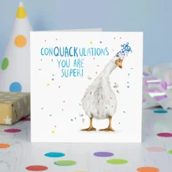 Wenskaart eend "Conquackulations"