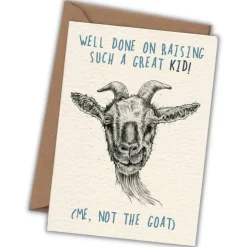 Wenskaart geit "Well done on raising such a good kid"