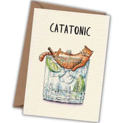 Wenskaart kat "Catatonic"