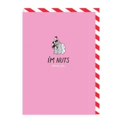 Wenskaart met pin "Nuts About You"