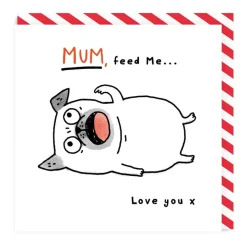 Wenskaart moederdag "Feed me"