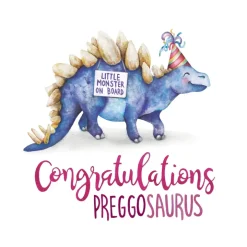 Wenskaart "Preggosaurus"