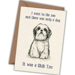 Wenskaart Shih Tzu "One dog in the zoo"