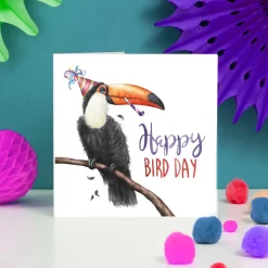 Wenskaart toekan "Happy Bird Day"