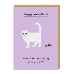 Wenskaart Valentijn "Thanks for putting up with my shit"