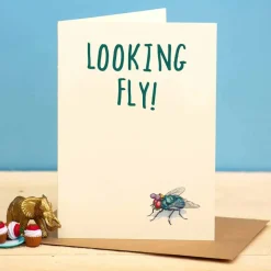 Wenskaart vlieg "Looking fly"