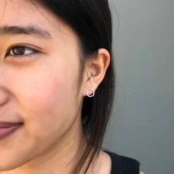 Zilveren oorbellen honingraat/hexagoon