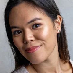 Zilveren oorbellen met bronzen farfalle