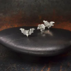 Zilveren oorbellen vleermuis (gedetailleerd)