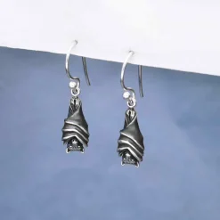 Zilveren oorbellen vleermuis (hangers)
