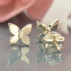 Zilveren oorbellen vlinder (studs)