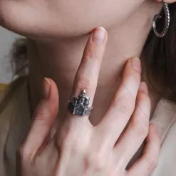 Zilveren ring kasteel (tot maat 12!)