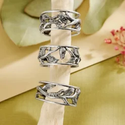 Zilveren ring metamorfose rups tot vlinder