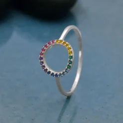 Zilveren ring regenboogcirkel