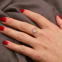 Zilveren ring regenboogcirkel