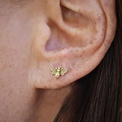 Zilveren studs met bronzen bij (klein)